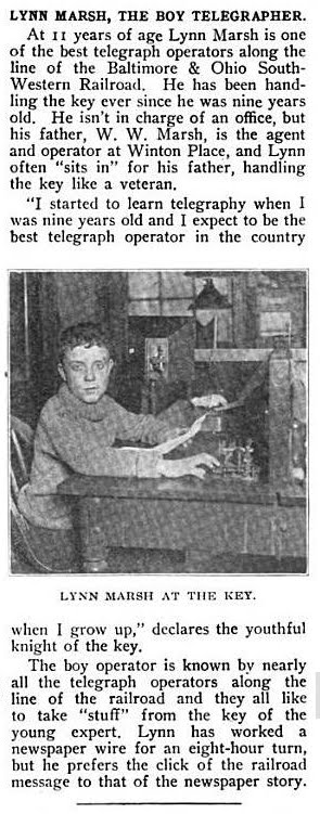 Lynn Marsh, Boy Telegrapher, 1909