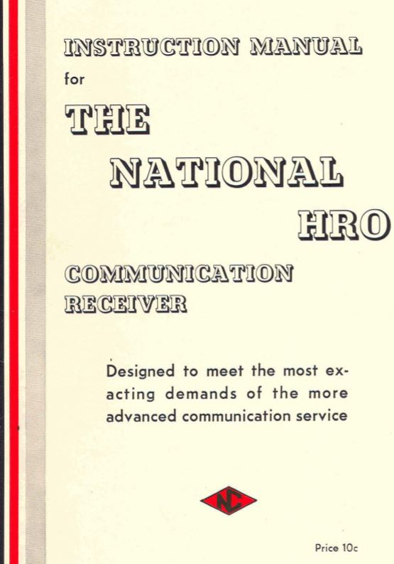 The National HRO Manual.  1939.  10 cents.
