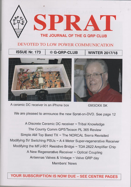 Ceramic DC Receiver on the Cover of SPRAT.  Happy New Year to All!  Straight Key Night.