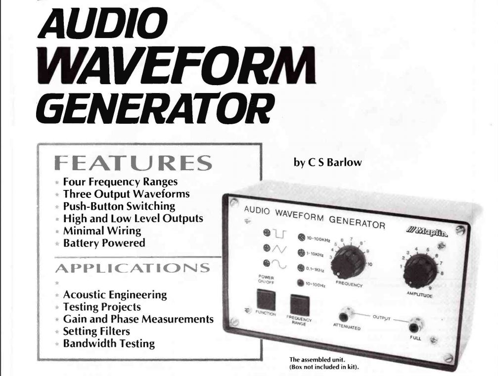 Repairing My Maplin Audio Waveform Generator