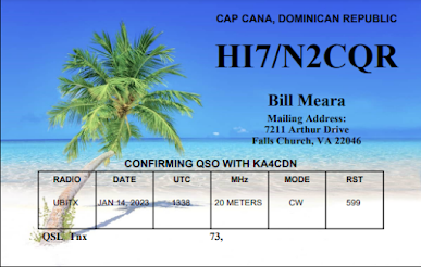 My HI7/N2CQR QSL Card